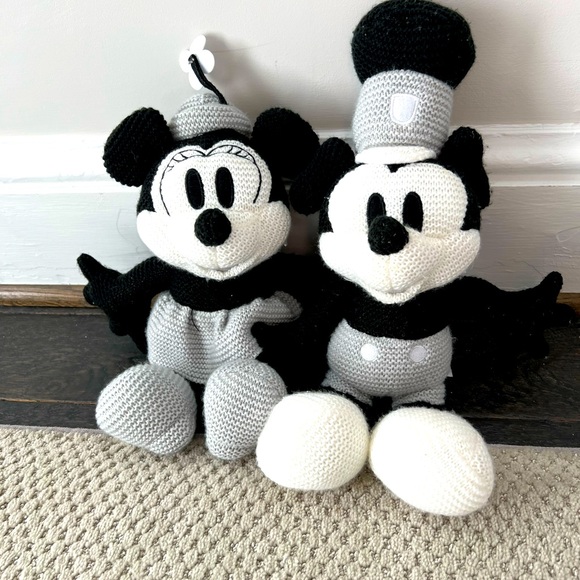Disney Other - Mickey and Minnie Knit Black and White Stuffed animal pair